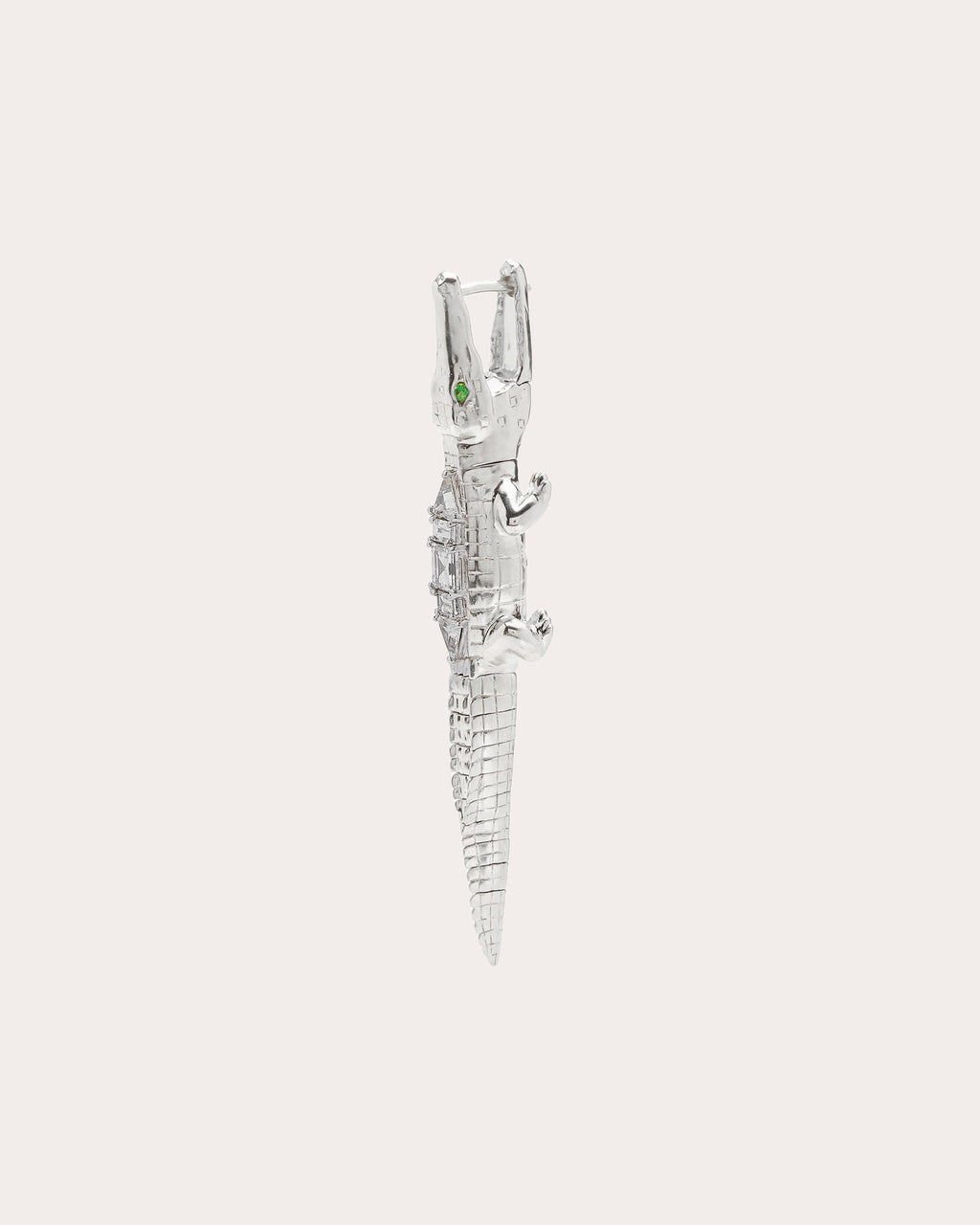 Diamond & Tsavorite Art Deco Alligator Bite Drop Earring
