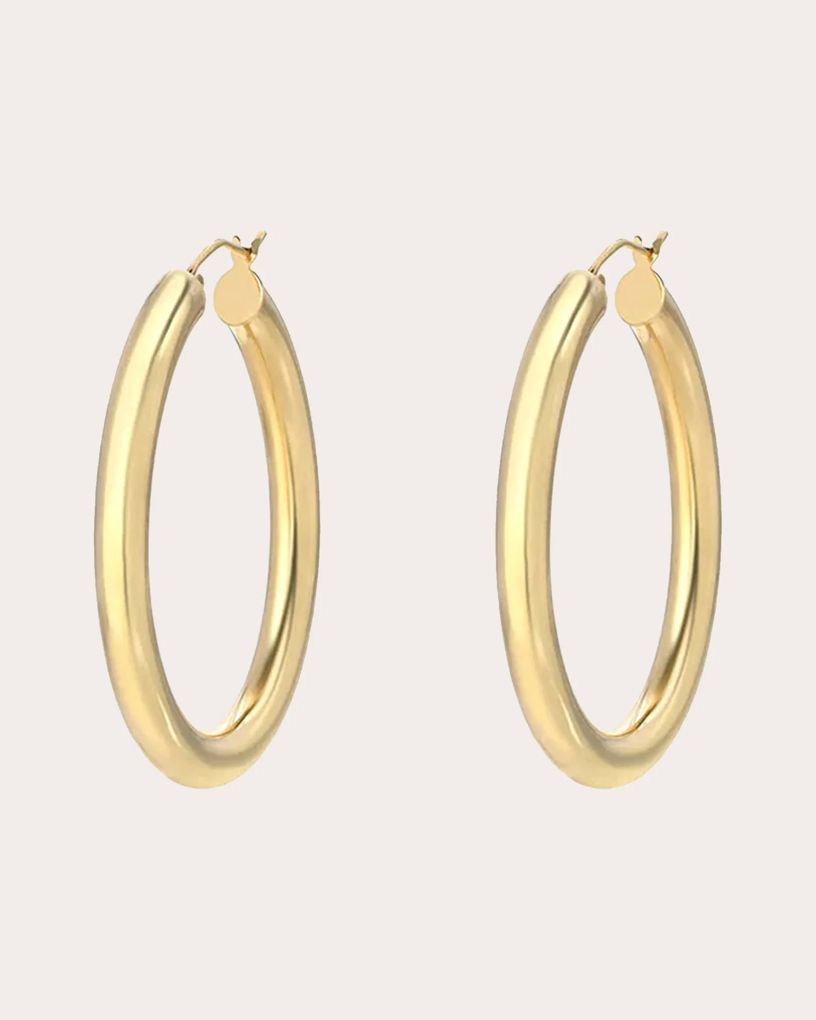 14k Gold Medium Tubular Hoop Earrings