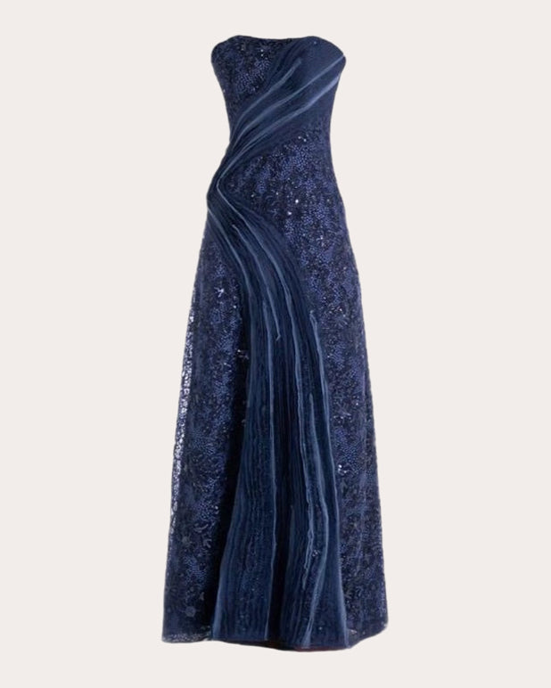Xóchitl Embellished Wave Strapless Gown