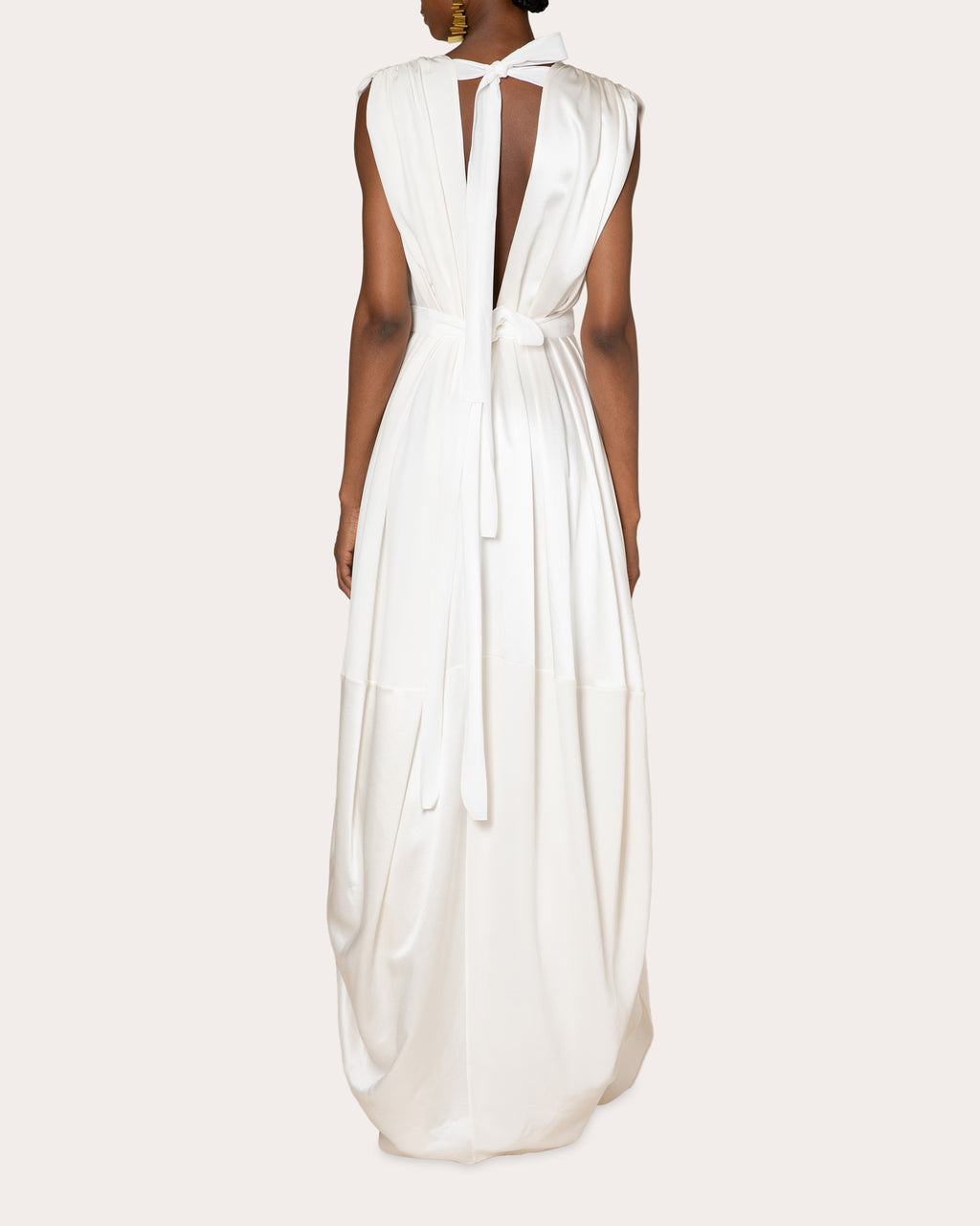 Aldona Gathered Silk-Satin Gown