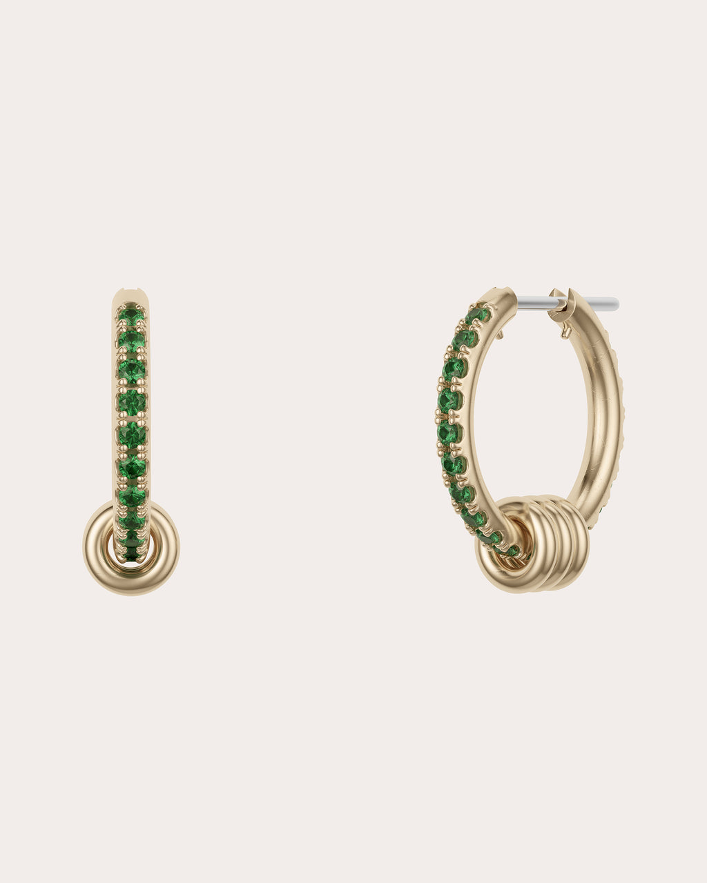 Emerald & 18k Gold Ara Hoop Earrings