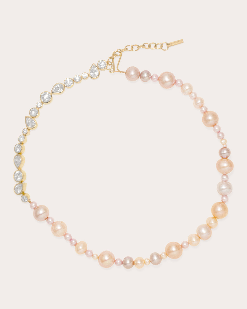 Cubic Zirconia & Pink Pearl Float Necklace