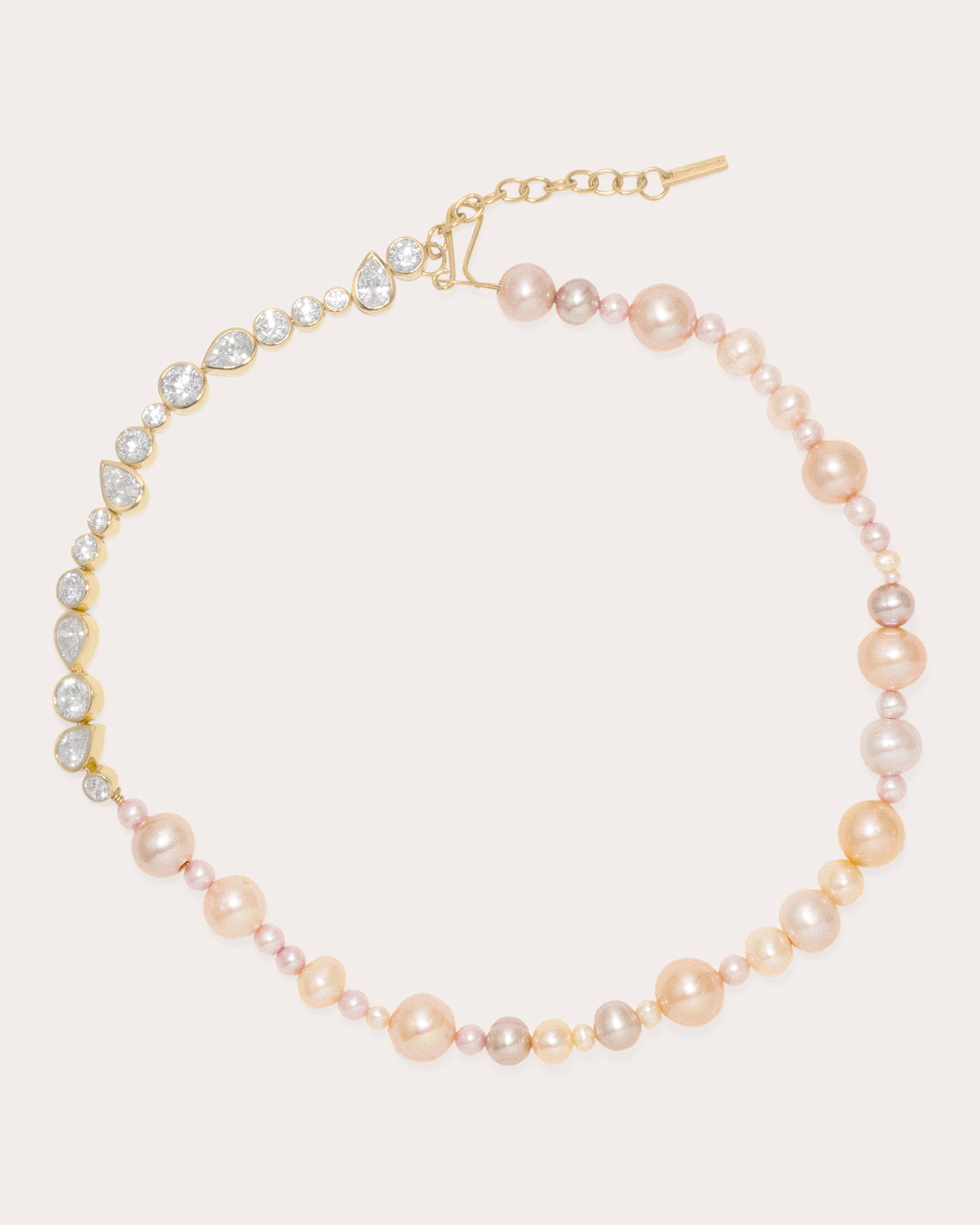 Cubic Zirconia & Pink Pearl Float Necklace