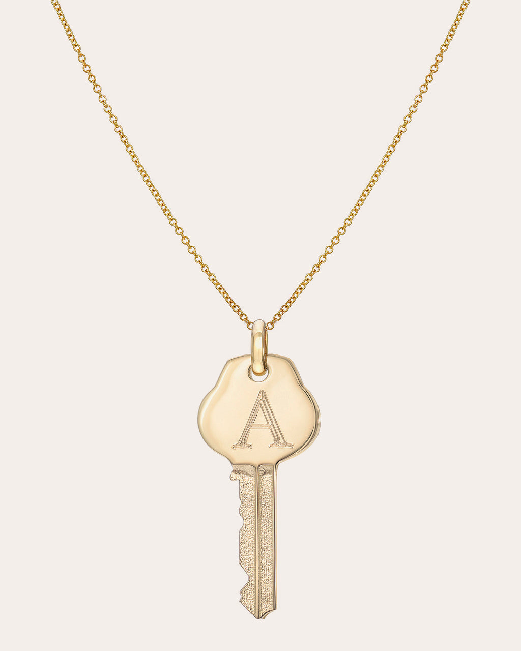 14k Gold Key Initial Pendant Necklace