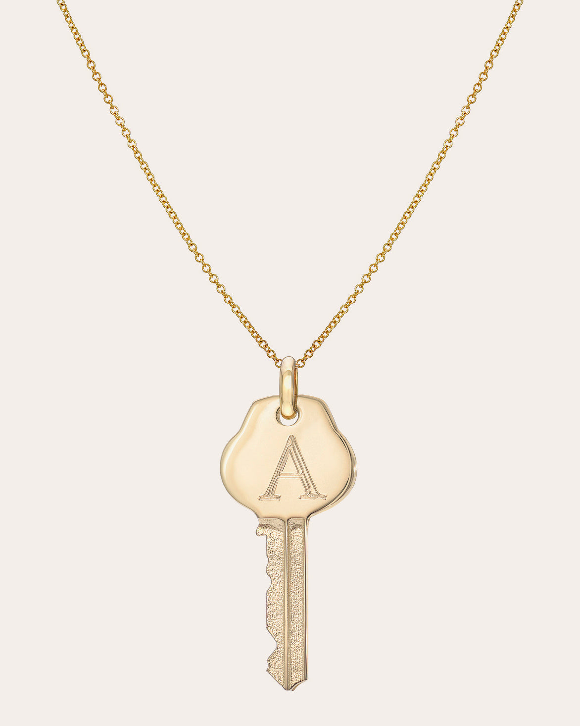 14k Gold Key Initial Pendant Necklace